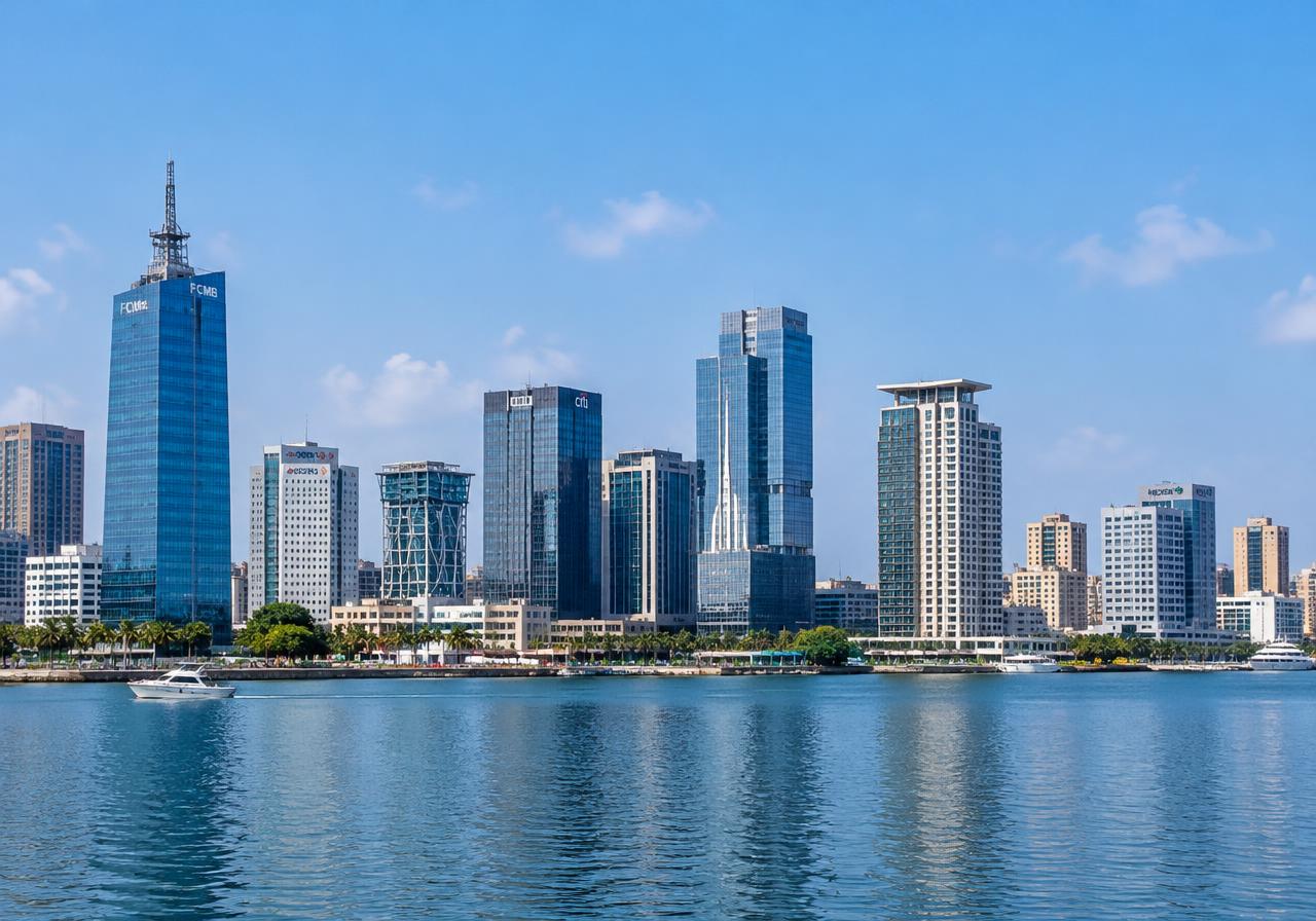 African city business district skyline